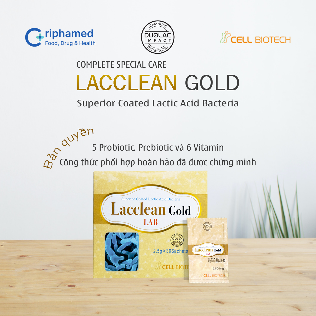 LACCLEAN GOLD LAB - Men Vi Sinh Bao Kép - Oriphamed